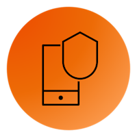 En telefon der er beskyttet af et skjold