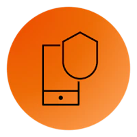 En telefon der er beskyttet af et skjold