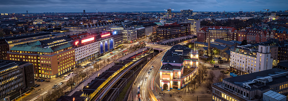 Vesterport og palads oppefra med udsigt ud over København 