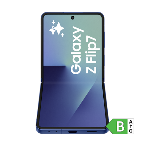 Samsung Z Flip7 Blue Shadow med energimærke (B)