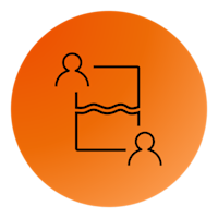 ikon med 2 profiler og et papir der er revet over.