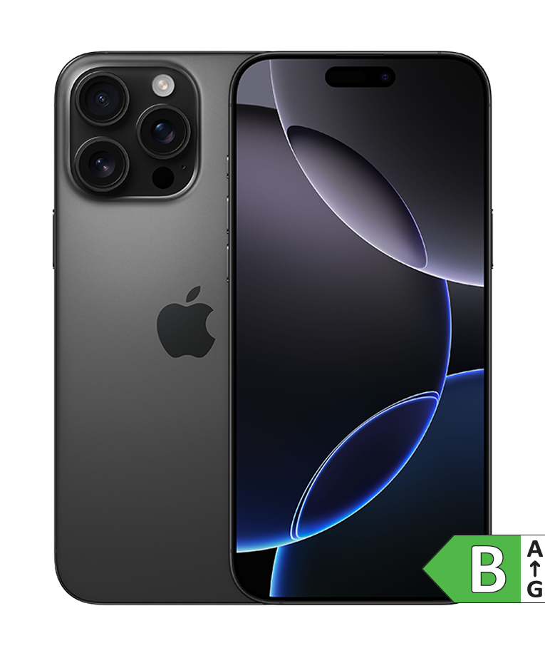 iPhone 16 Pro Max med energimærke (B)