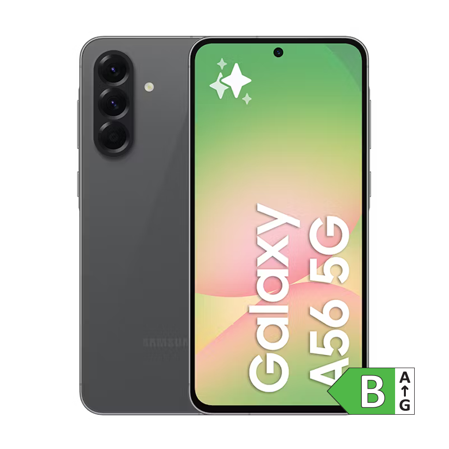 SamsungA56 med energimærke (B)